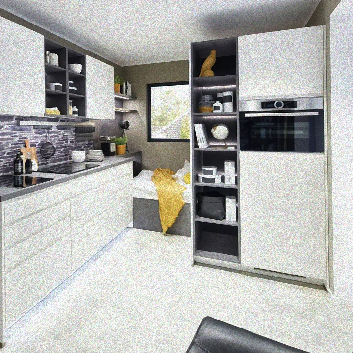 Grüne Pflanzen auf einer kleinen Terrasse