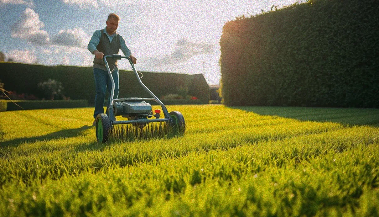 Rasenpflegearbeiten im Oktober